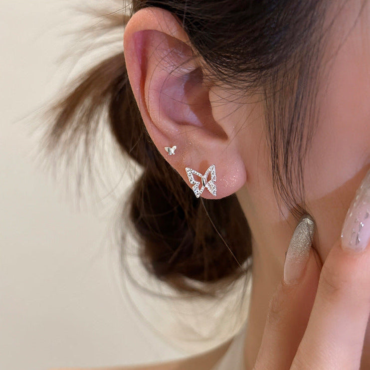 999 Sterling Silver Openwork Butterfly Stud Earrings