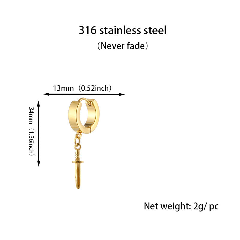 Simple Unisex Dagger Earrings