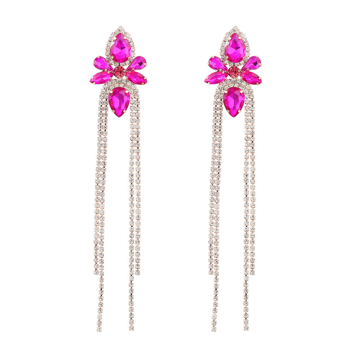 Strass Blumen Geometrische Quaste Ohrringe frauen Übertrieben Elegante Baumeln Ohrringe Bankett Schmuck Zubehör