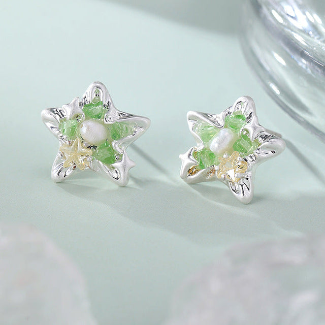 Y2K Green Star Stud Earrings