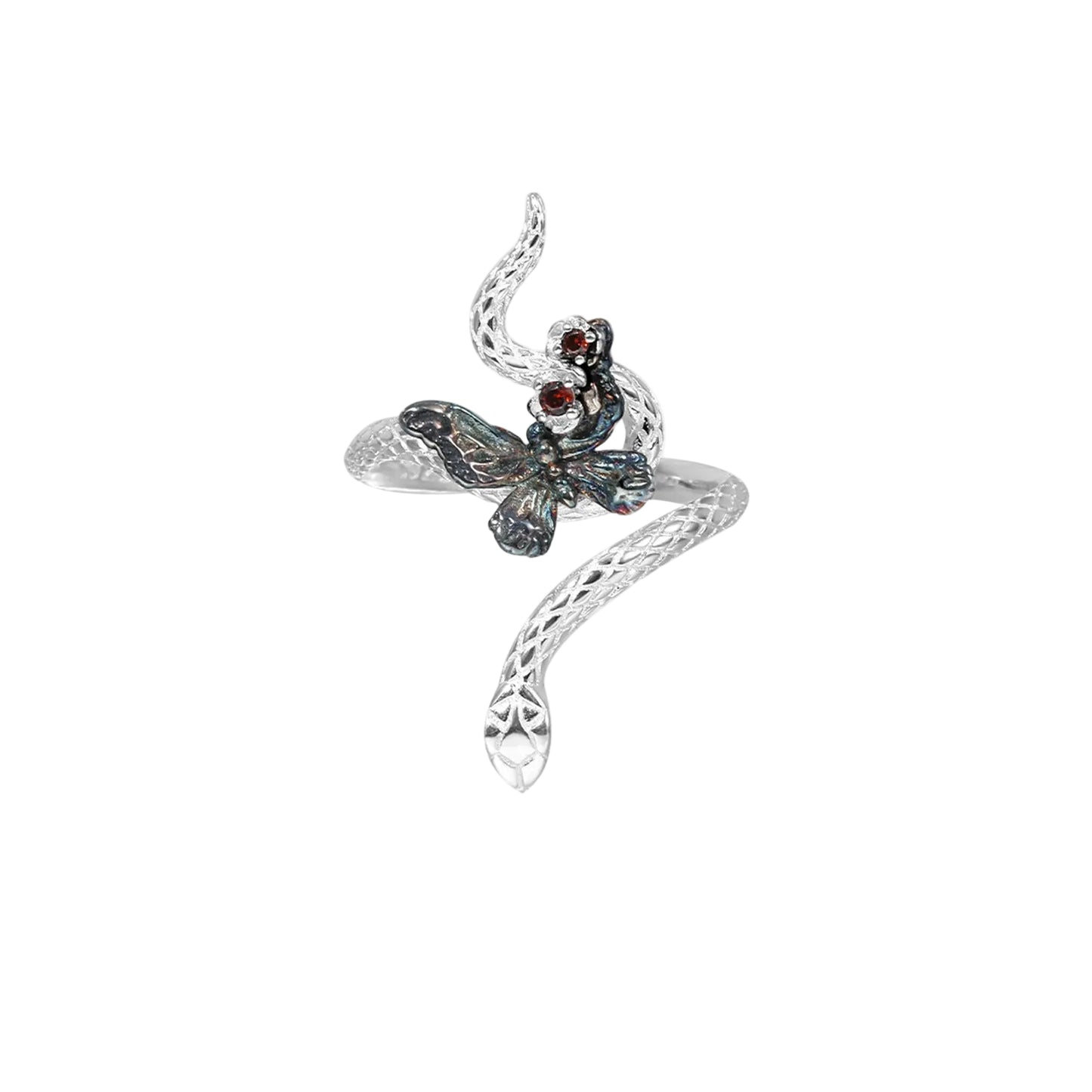 Designer S925 Silver Snake and Butterfly Wrap Ring