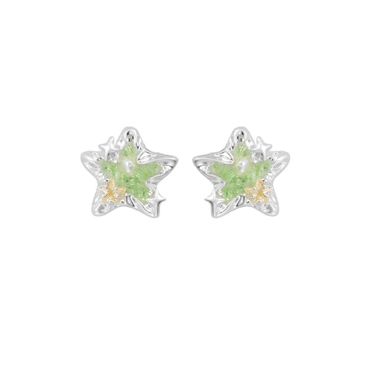 Y2K Green Star Stud Earrings