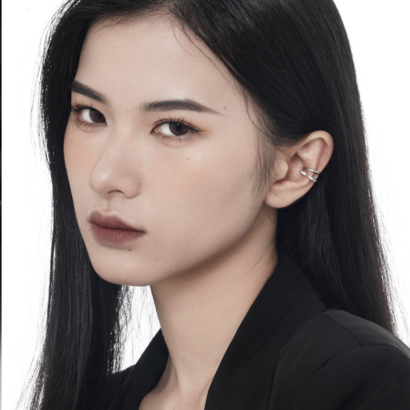 Unisex S925 Silber Einfache Doppelschichten Einzigartige Ohrmanschette (einzeln)