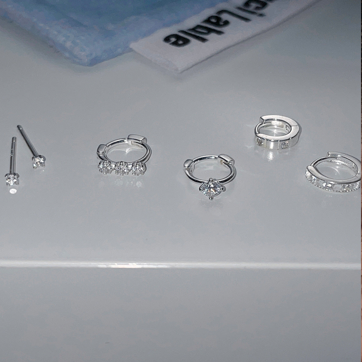 Y2k Style S999 Silver Bow Smile Zircon Earrings