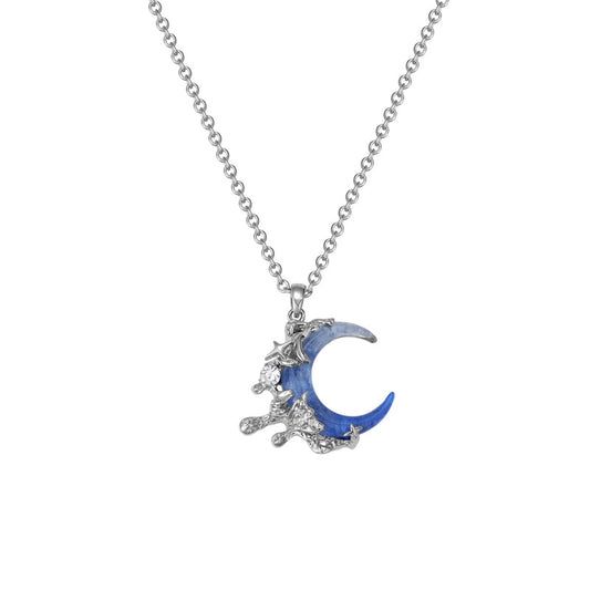Y2K Style Liquid Starlight Blue Moon Necklace