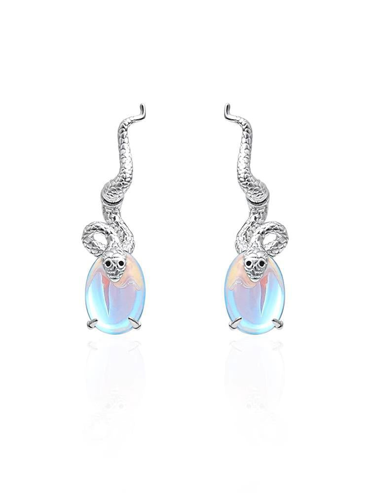 Designer-Ohrstecker in Schlangenform, Silber