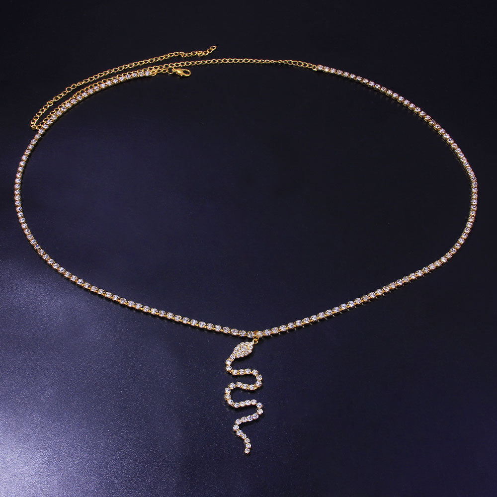 Damen Taillenkette mit Strasssteinen und Schlangenmuster
