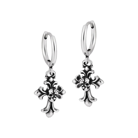 Unisex Goth Iris Cross Skull Earrings