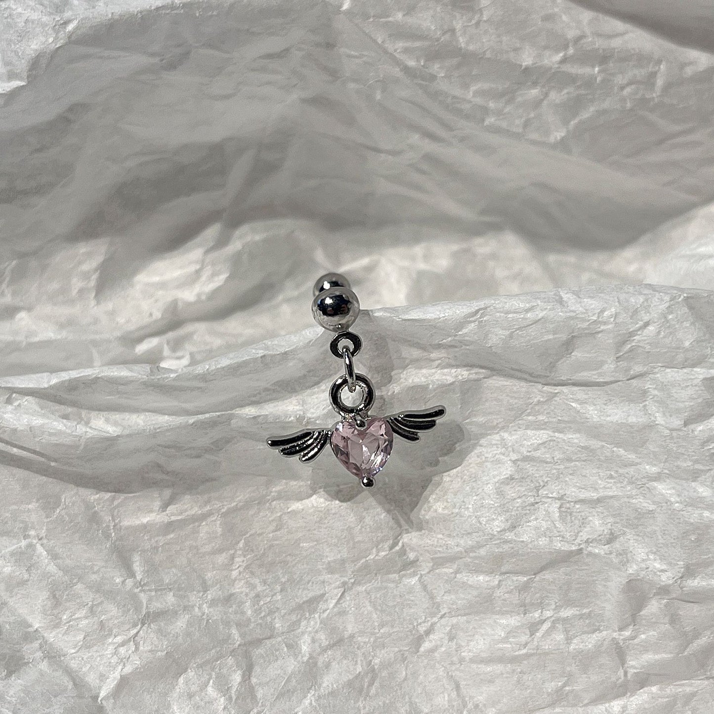 Süße rosa Mädchen Herz glänzende Zirkon Ohrstecker