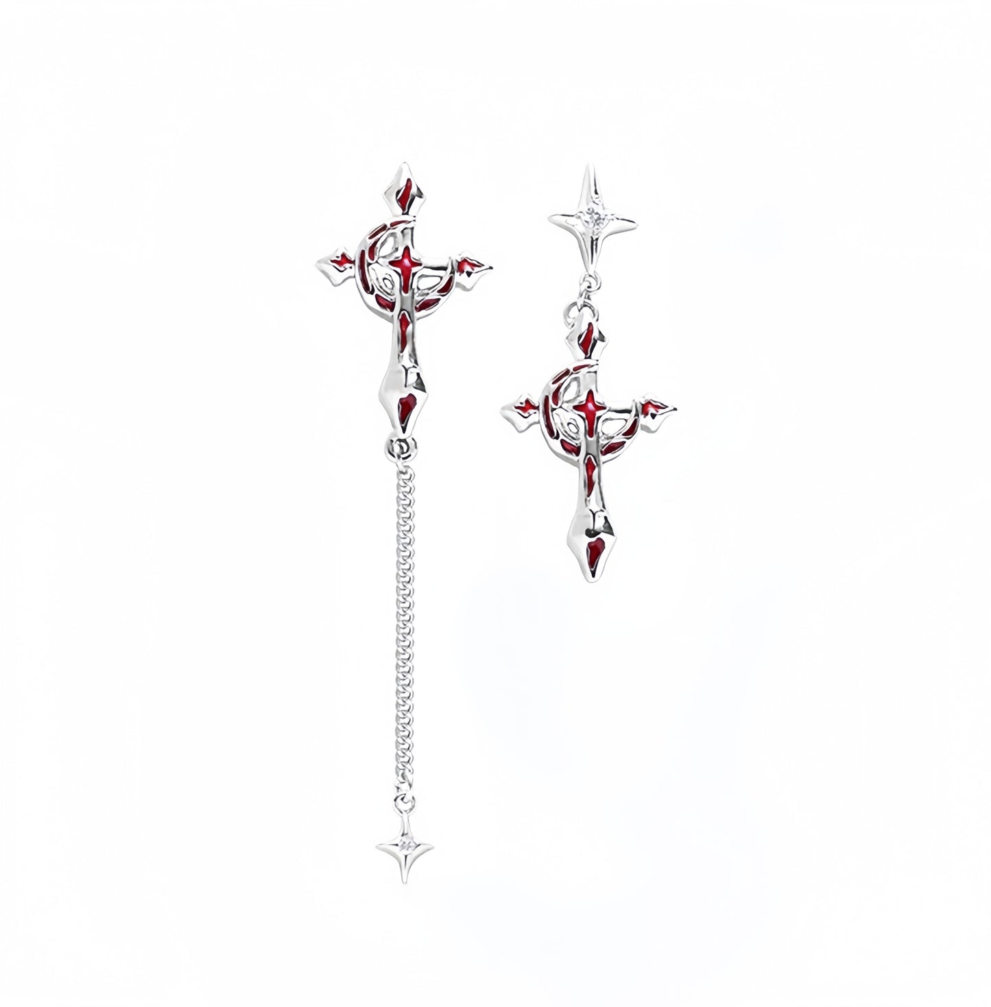 Goth Blood Moon & Star Stud Earrings for Arlecchino Genshin