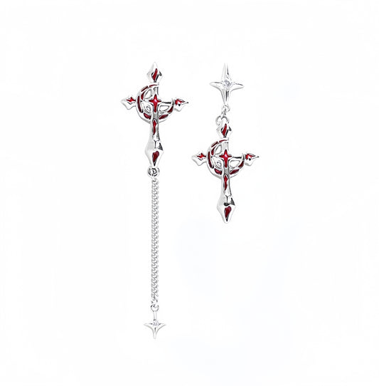 Goth Blood Moon & Star Stud Earrings for Arlecchino Genshin