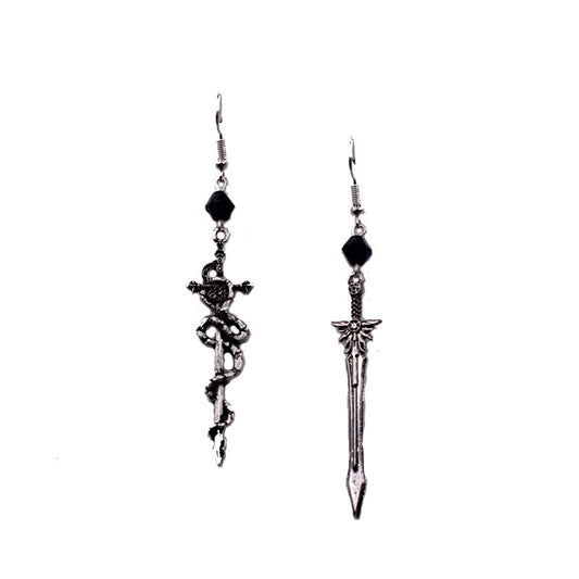 Gothic Snake & Sword Earring