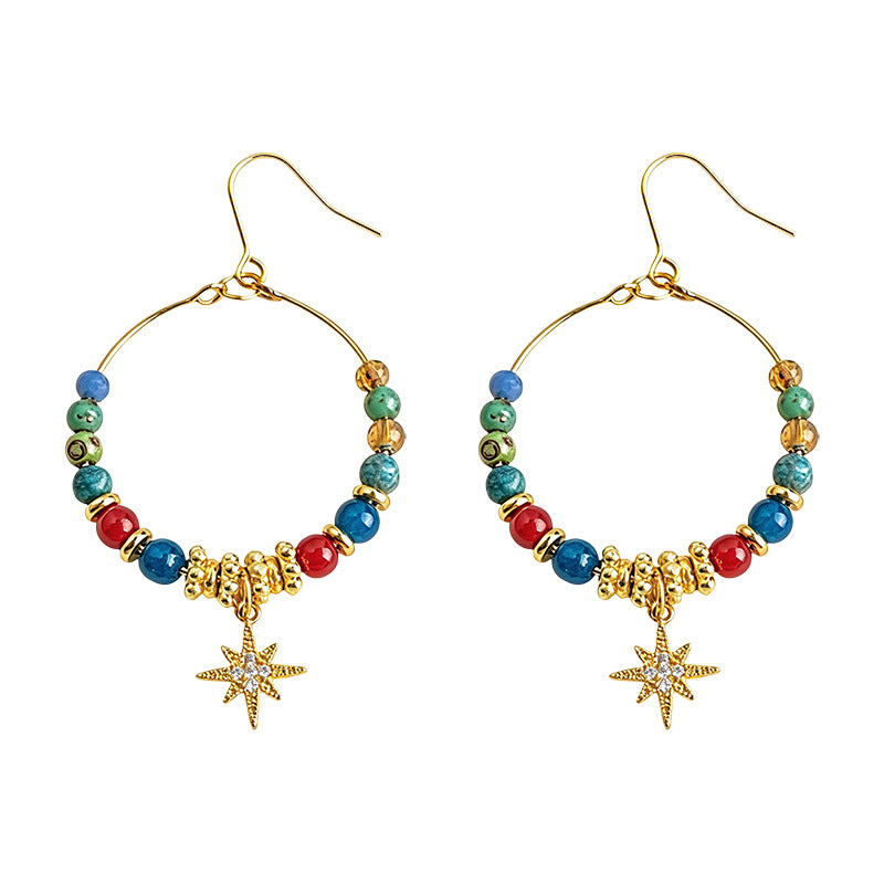 Anaxa Inspired Beads Star Hook Earrings