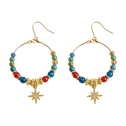 Anaxa Inspired Beads Star Hook Earrings