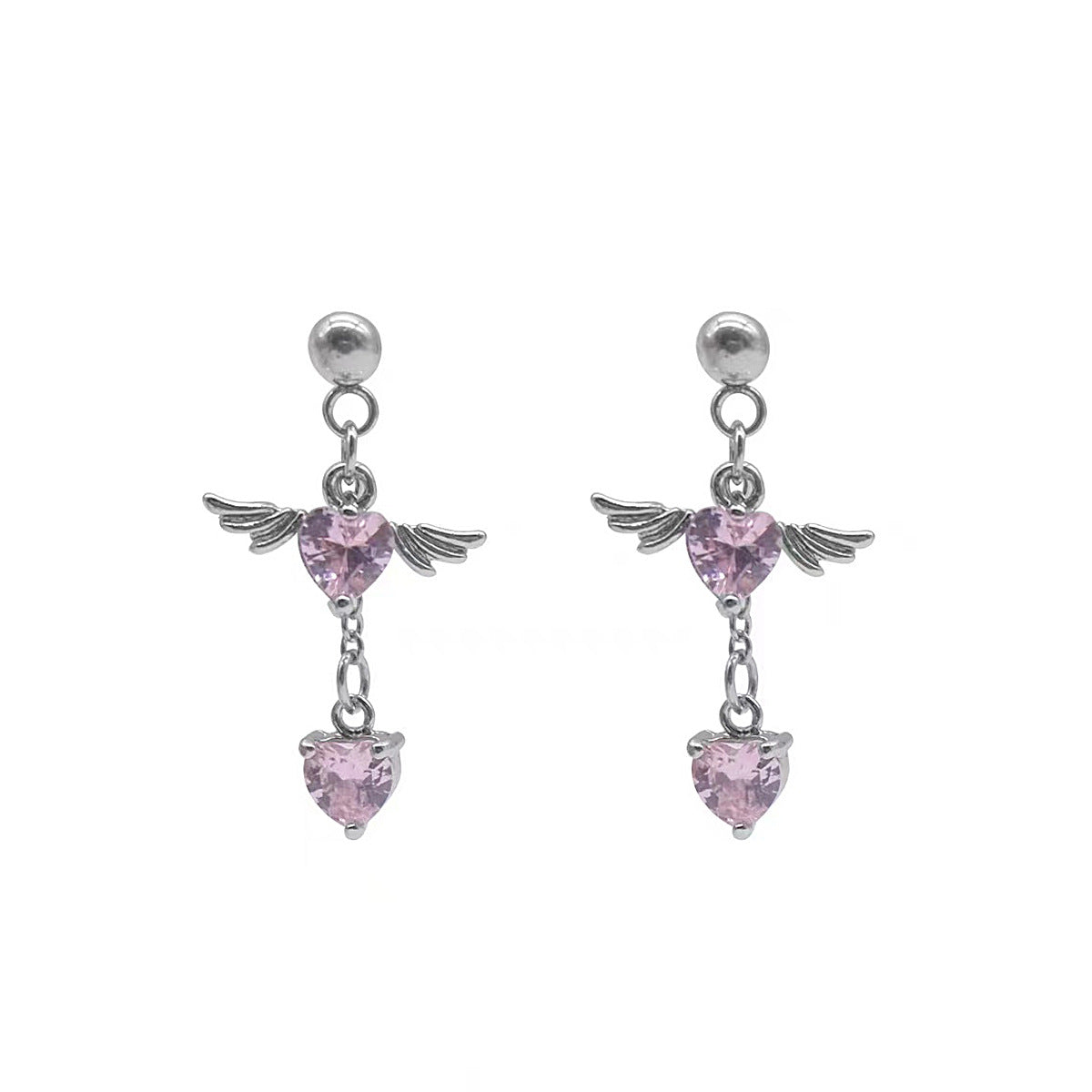 Süße rosa Mädchen Herz glänzende Zirkon Ohrstecker