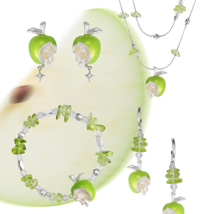 Y2K Sweet Green Apple Double Layer Necklace