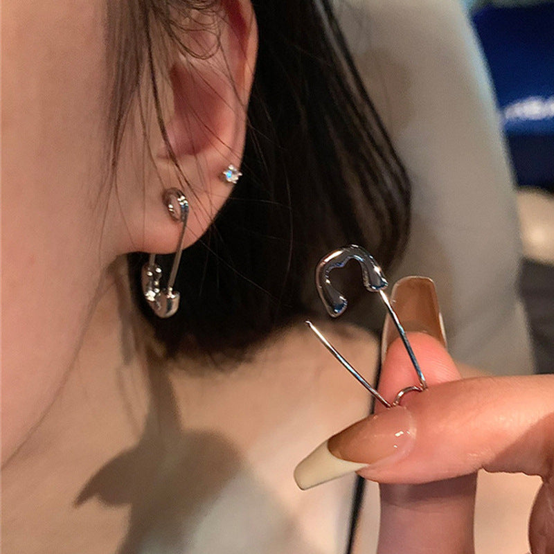 Unisex Designer Silber Pin Ohrstecker