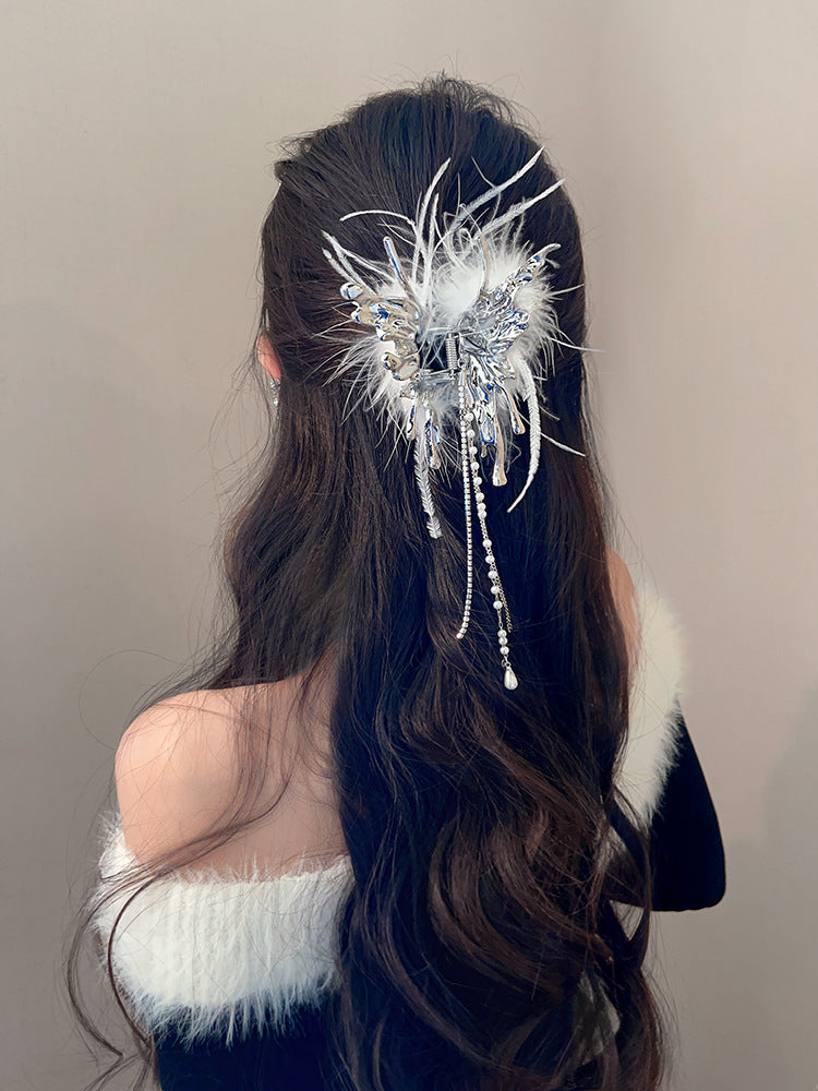 Sweet Girl Feather Metal Butterfly Hair clip