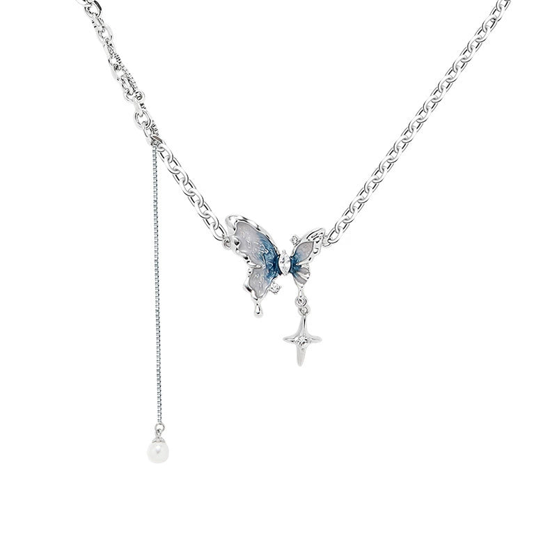 Blue and White Butterfly Necklace