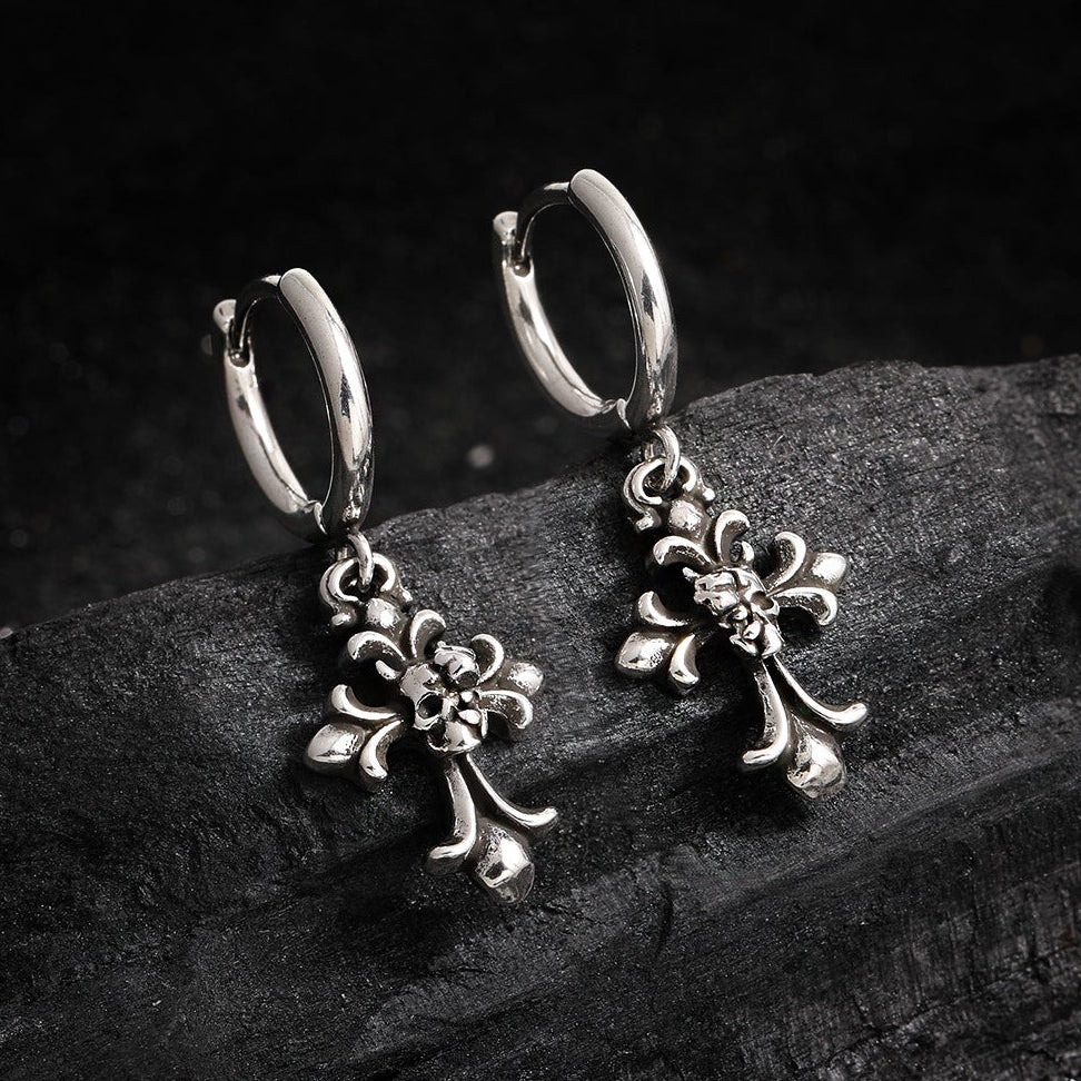 Unisex Goth Iris Cross Skull Earrings
