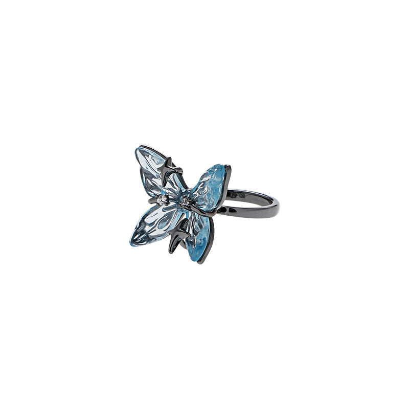 Designer-Ring mit blauem Schmetterling für süße Mädchen