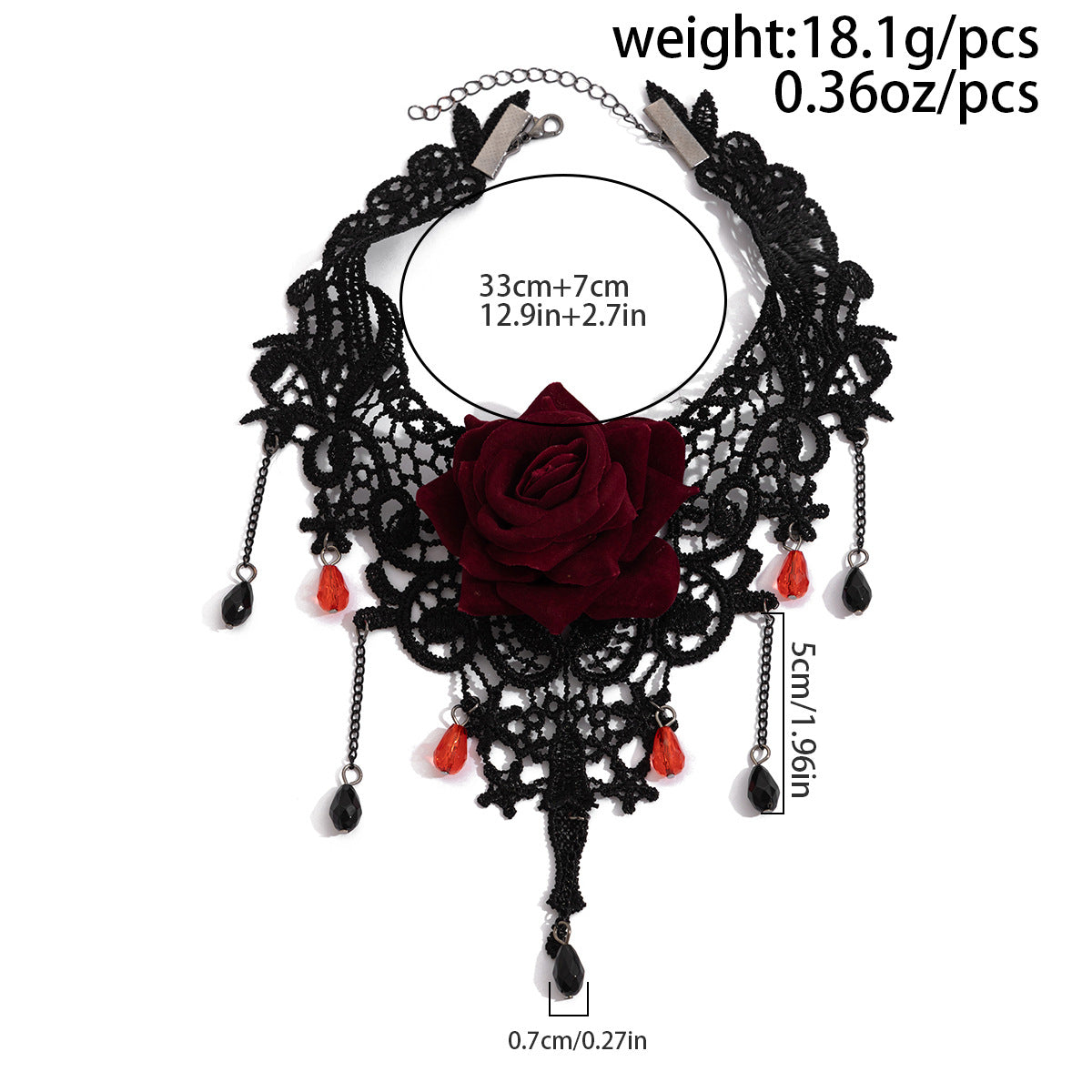 Gothic Girl Spitze Rote Rose Quaste Choker Halskette
