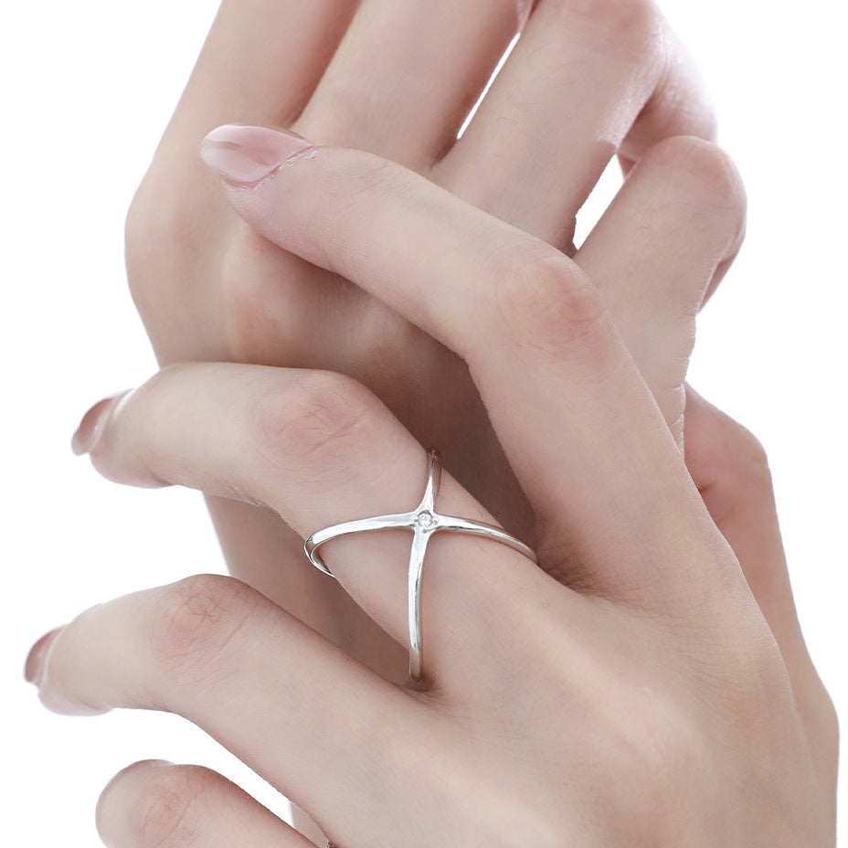 S925 Silver Star Reversible Ring