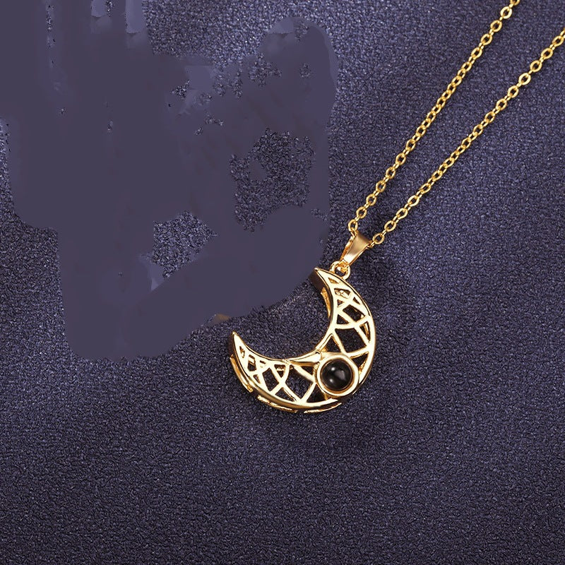 Magnetische Halskette mit Sonne und Mond und Strasssteinen für Paare