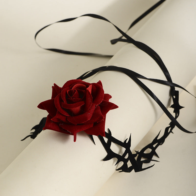 Dunkle Vintage Frauen Sexy Dornenrose Choker Halskette