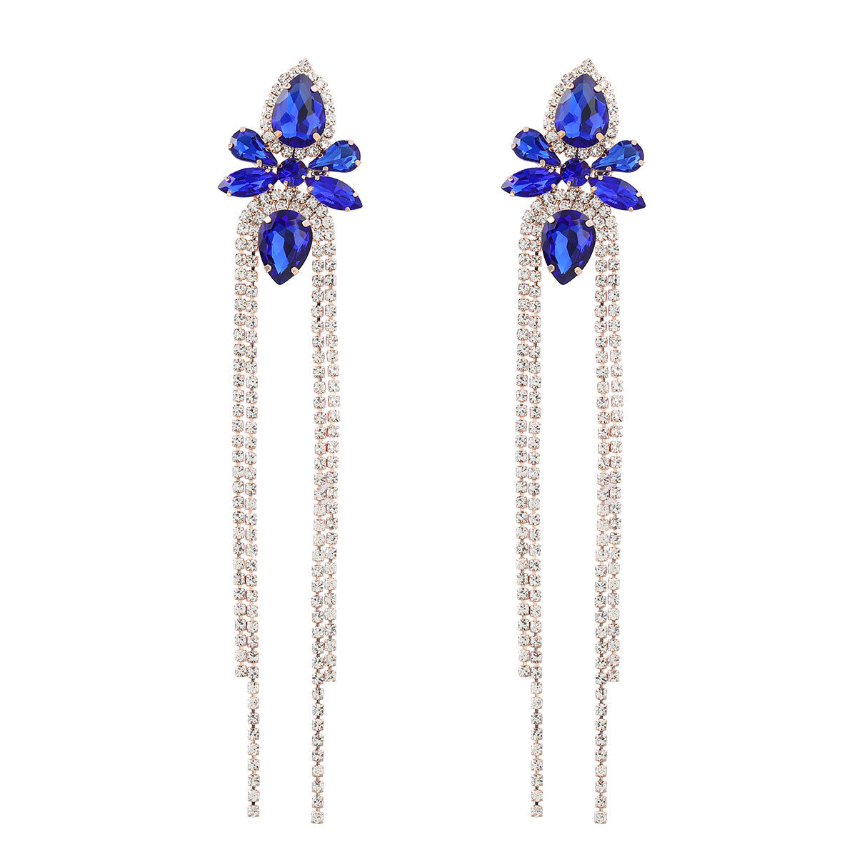 Strass Blumen Geometrische Quaste Ohrringe frauen Übertrieben Elegante Baumeln Ohrringe Bankett Schmuck Zubehör