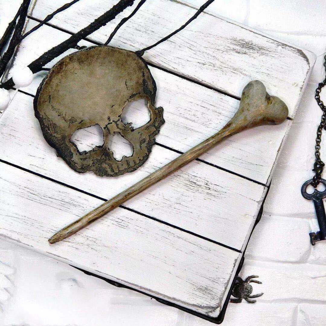 Vintage Unikat Totenkopf Metall Haarnadel