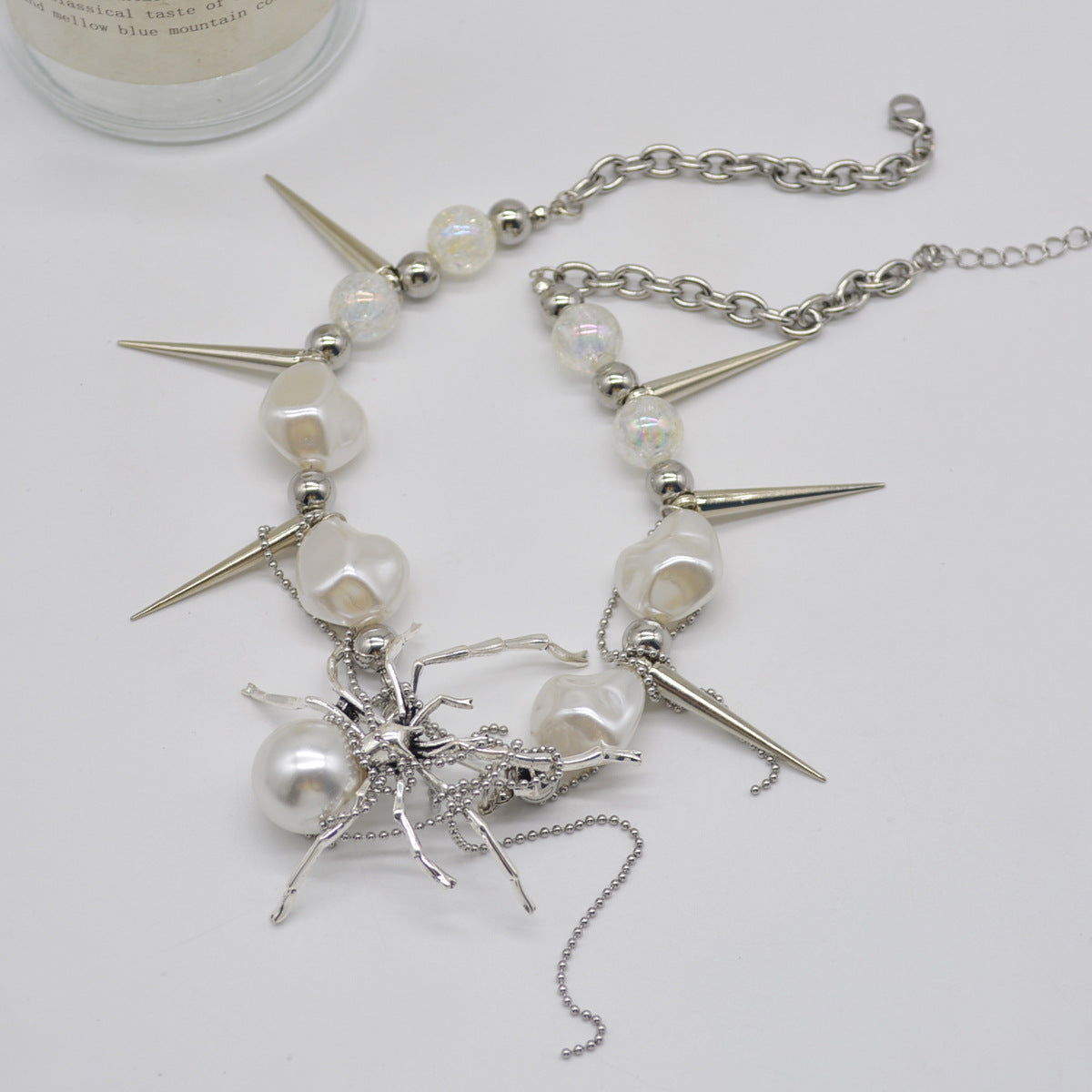 Y2K Punk Spicy Girl Weiß Chic Spinnenperlen Halskette Choker