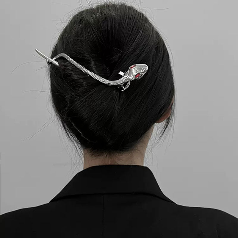 Designer-Haarspange mit Schlangenmotiv in Silber von Slytherin