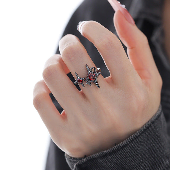 Gothic Red Corrupted Star Ring Inspired by Asmoday
