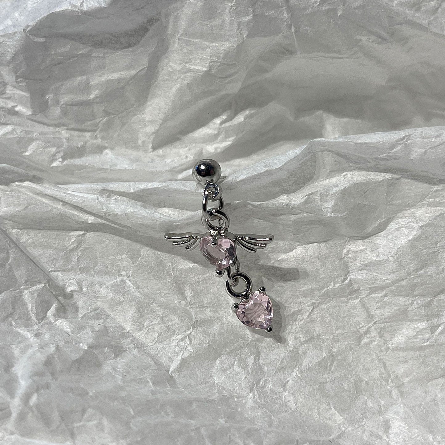 Süße rosa Mädchen Herz glänzende Zirkon Ohrstecker