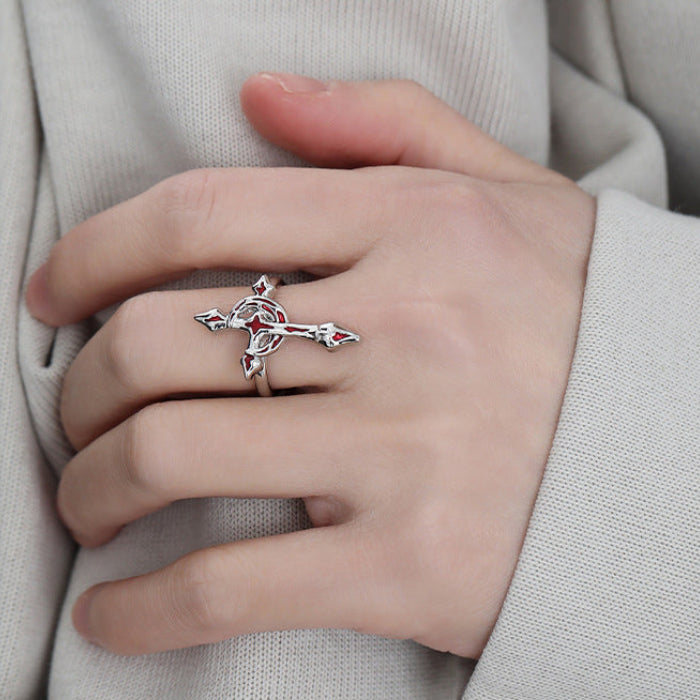 Goth Blood Moon & Star Ring for Arlecchino Genshin