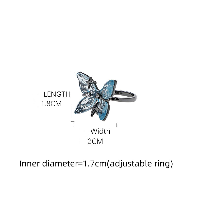 Designer-Ring mit blauem Schmetterling für süße Mädchen