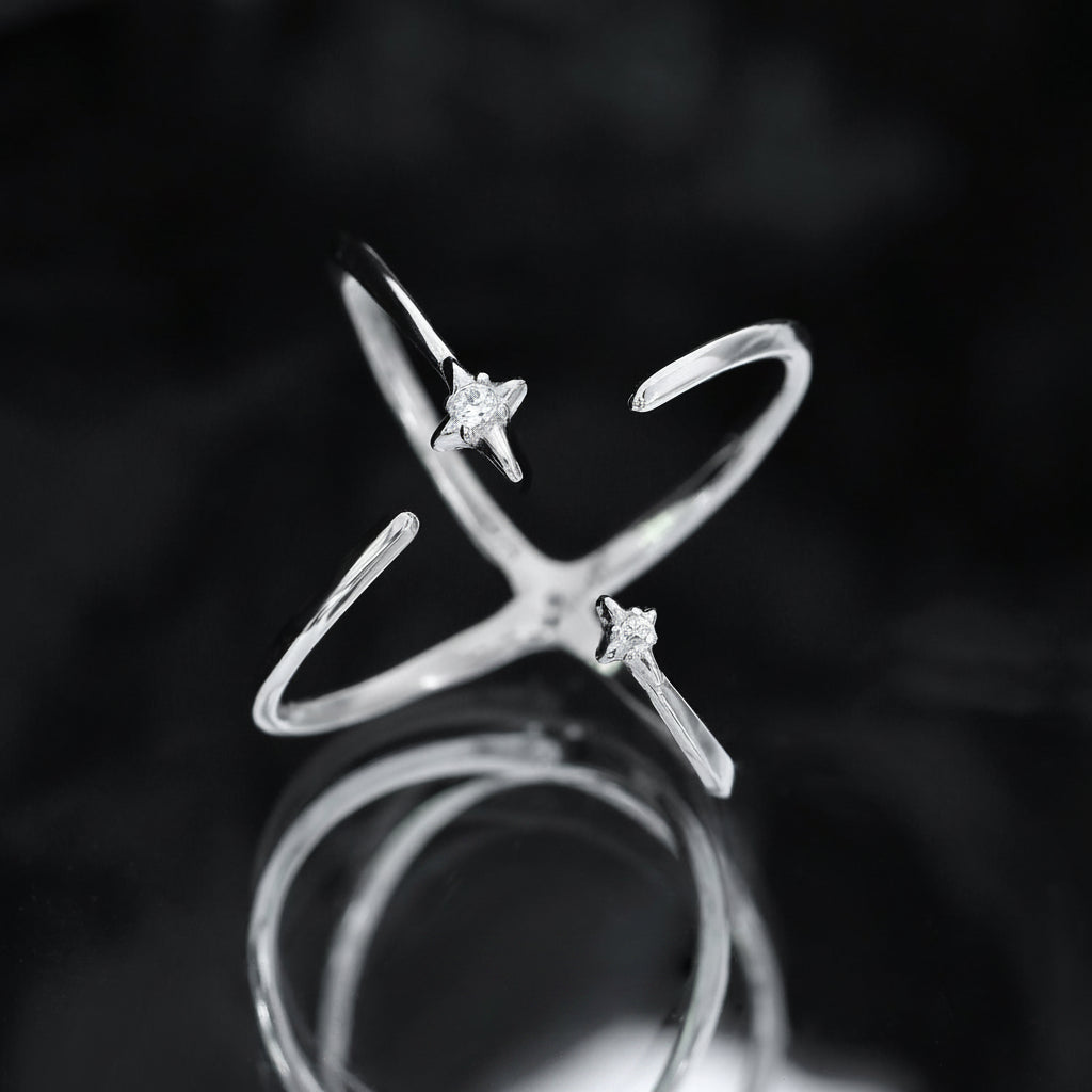 S925 Silver Star Reversible Ring