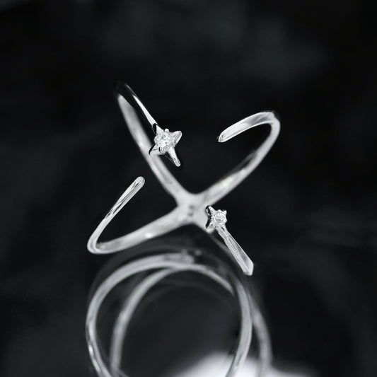 S925 Silver Star Reversible Ring