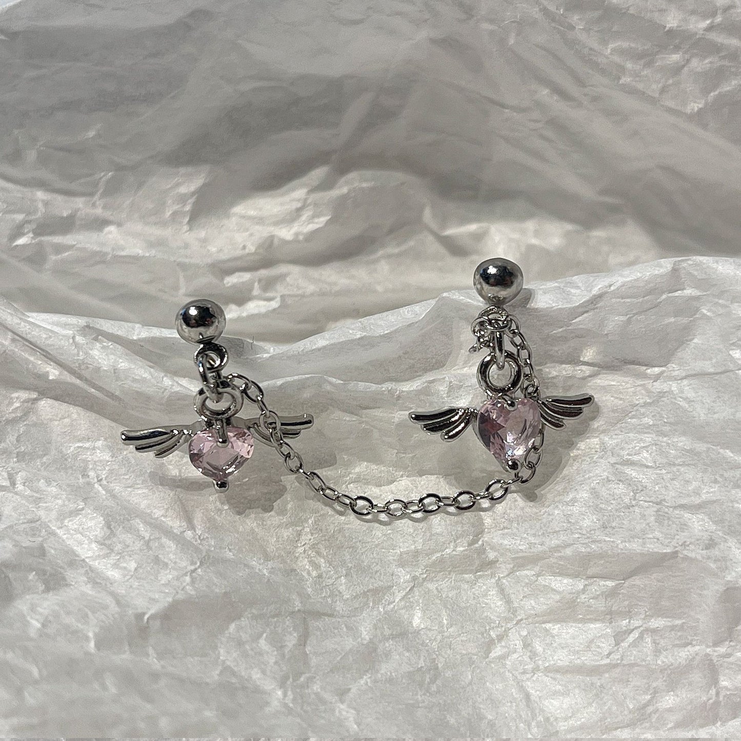 Süße rosa Mädchen Herz glänzende Zirkon Ohrstecker