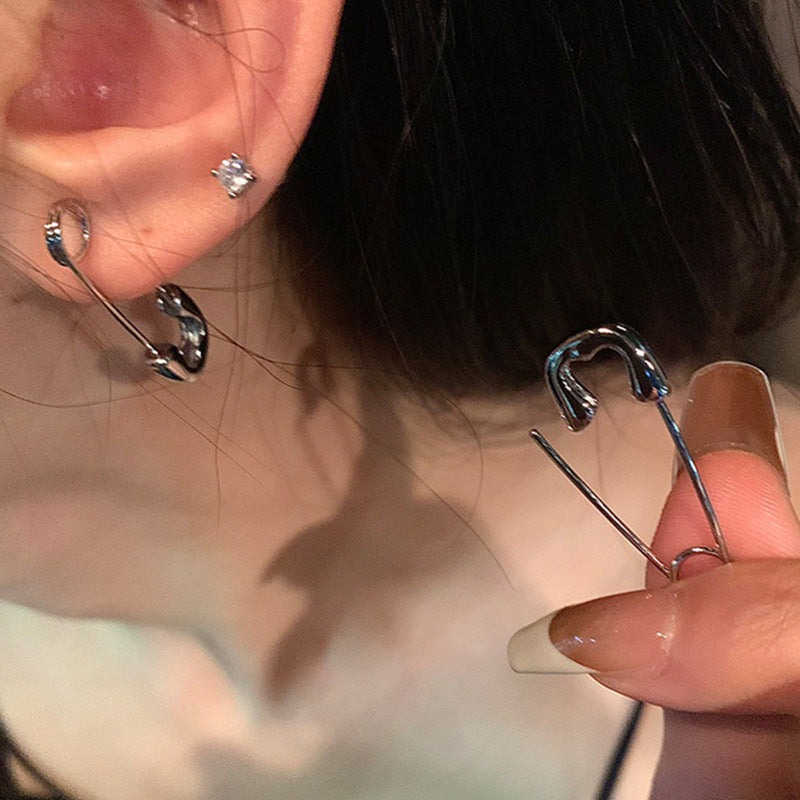 Unisex Designer Silber Pin Ohrstecker