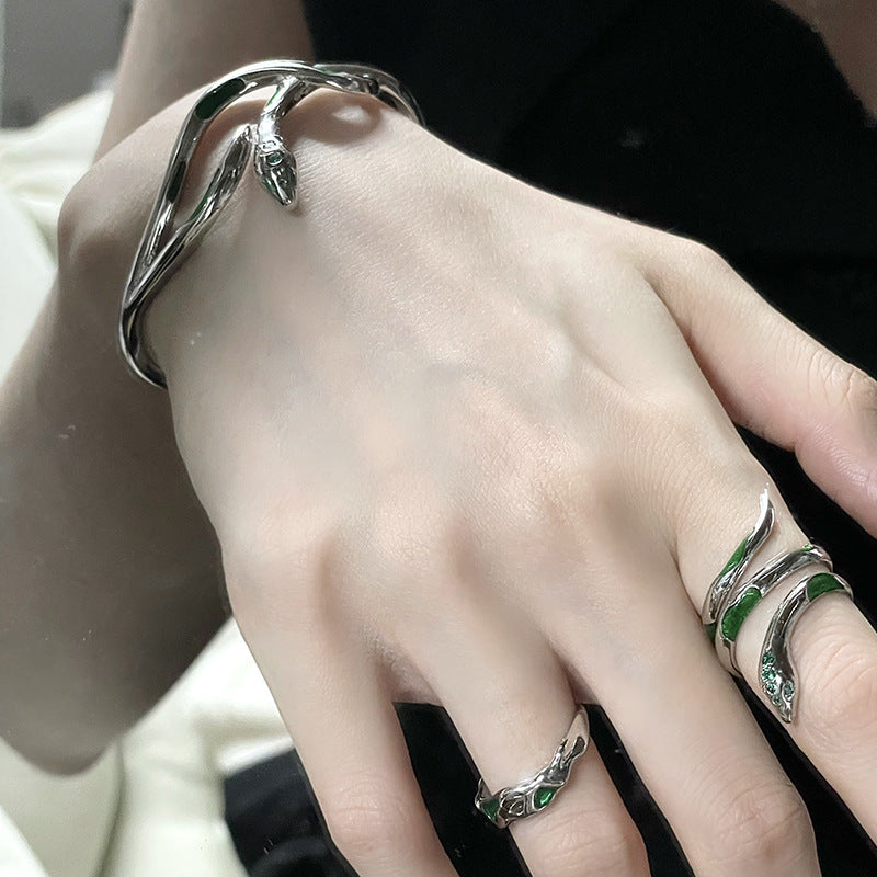 Designer Slytherin Verstellbares Armband mit grüner Schlange