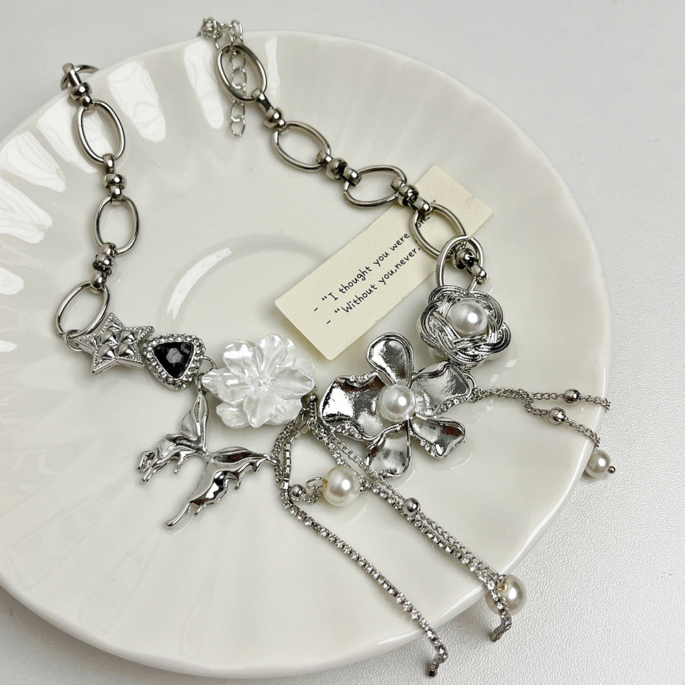 Y2K Chic Mädchen Schmetterling &amp; Blume Halskette Choker