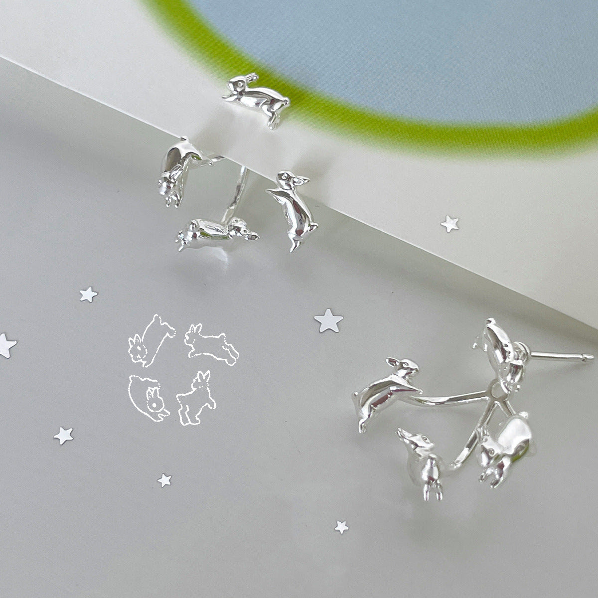 Cute Neil Running Rabbit Stud Earrings