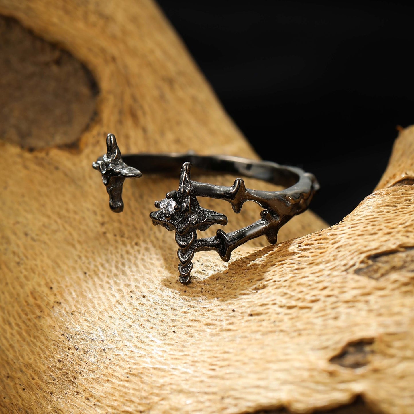 S925 Silber Designer Kreuz offener Ring