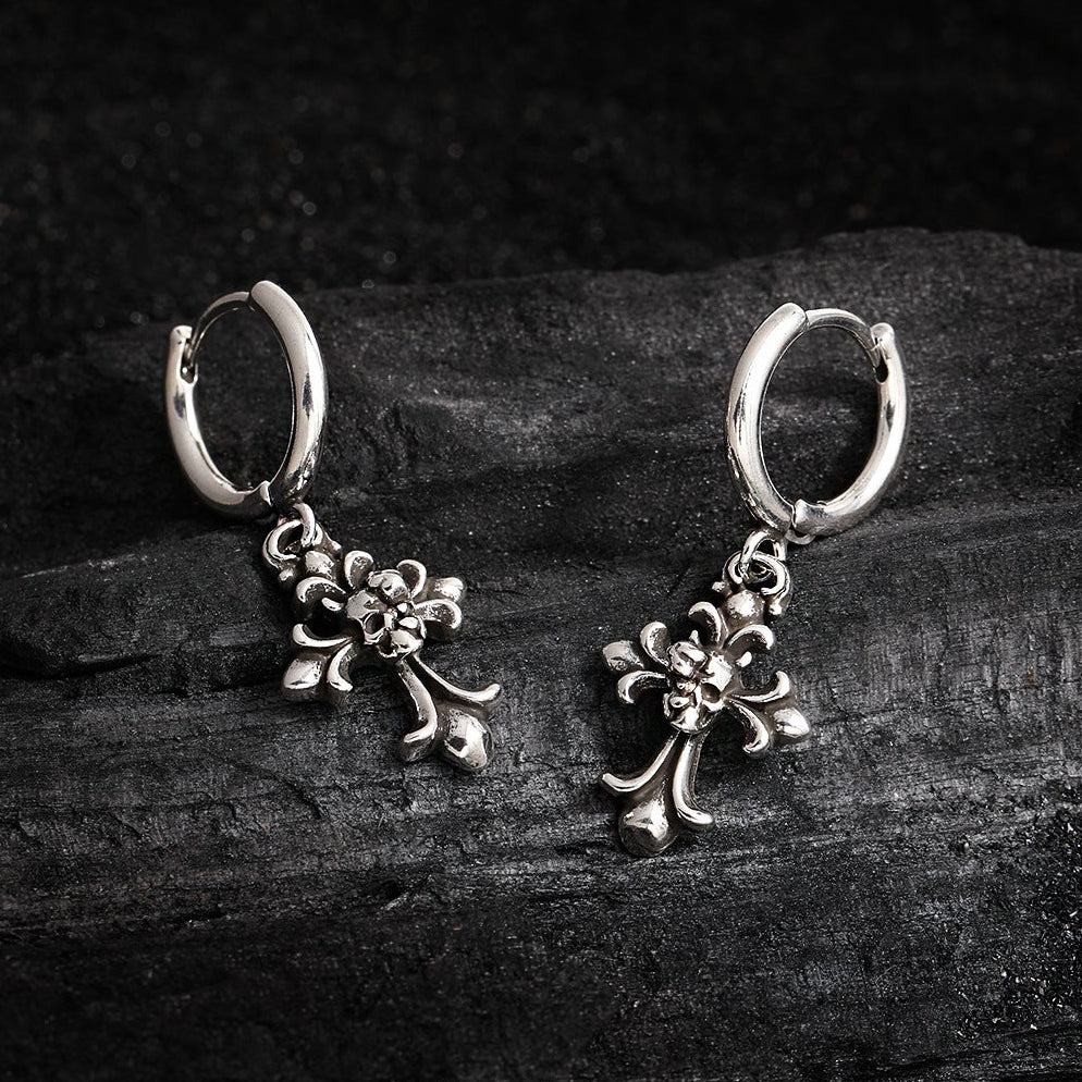 Unisex Goth Iris Cross Skull Earrings