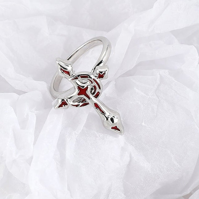 Goth Blood Moon & Star Ring for Arlecchino Genshin