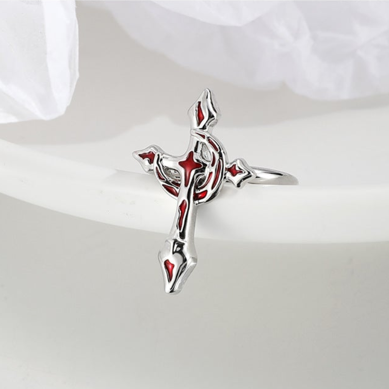 Goth Blood Moon & Star Ring for Arlecchino Genshin