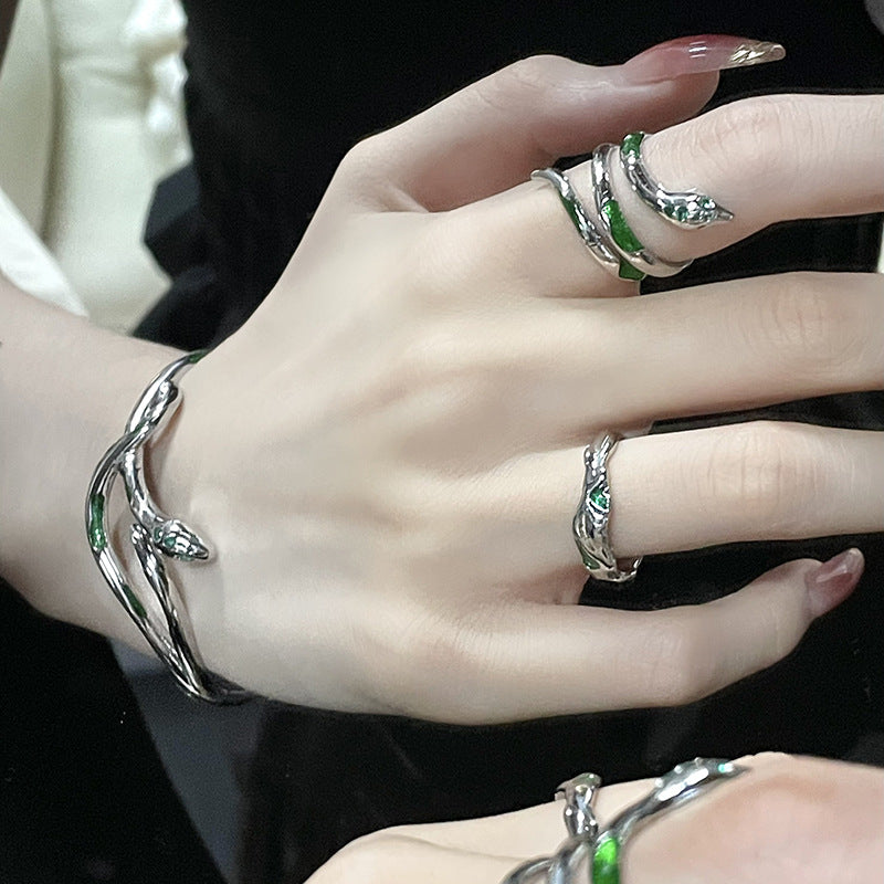 Designer Slytherin Verstellbares Armband mit grüner Schlange