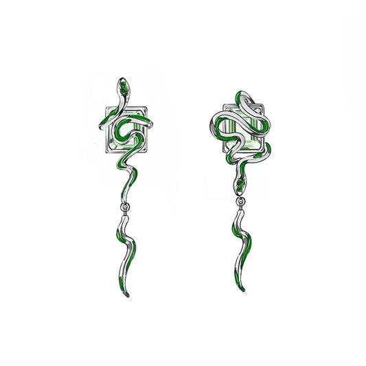 Enchanted Snake Statement Earrings for Baizhu